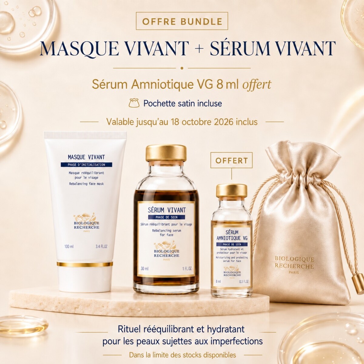 Offre Masque Vivant et Serum Vivant Biologique Recherche